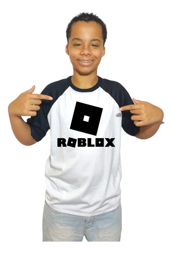 Camiseta Infantil Roblox Logo Mangas Preta